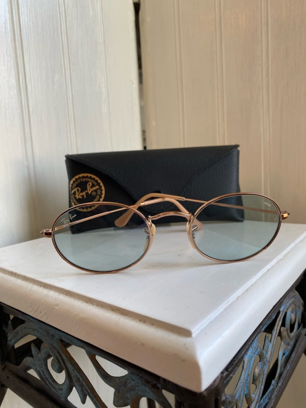 Ray-Ban  Oval Washed Evolve photochromic Sunglasses with Light Blue Lenses